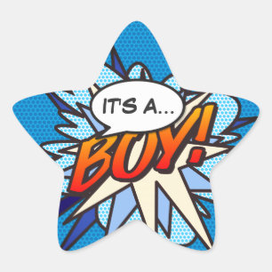 Comic Book Pop Art HET IS EEN JONGEN Geslacht Reve Ster Sticker