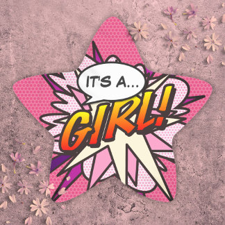 Comic Book Pop Art IT'S A GIRL Gender Reveal Ster Sticker