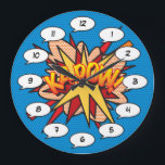 Comic Book Pop Art KA-POW Grote Klok<br><div class="desc">Fun trendy superhero comic book popclocks that are sure to add a splash of colour to a range of rooms around your home or office. An ideal way to treat yourself or someone that you know with these coole, enige comic con designer clocks. Why not add some zap pow and...</div>