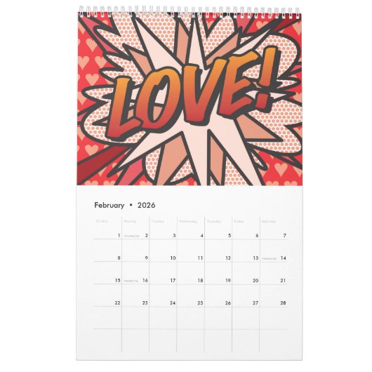 Comic Book Pop Art Kalender (Feb 2026)