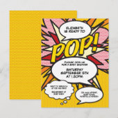 Comic Book Pop Art Klaar om te knallen Baby Shower Aankondigingskaart (Voorkant / Achterkant)