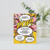 Comic Book Pop Art Klaar om te knallen Baby Shower Aankondigingskaart (Staand voorkant)