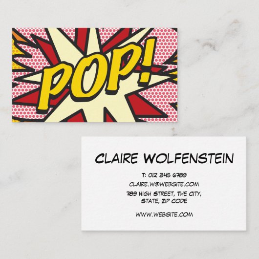 Comic Book Pop Art POP! Visitekaartje (Voorkant / Achterkant)