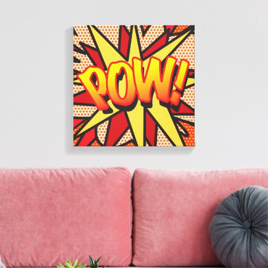 Comic Book Pop Art POW Superheld Canvas Afdruk (Insitu (Woonkamer))