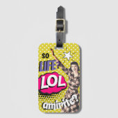 Comic Book Pop Art Retro Lady Funny Bagagelabel (Voorkant (verticaal))