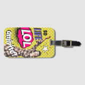 Comic Book Pop Art Retro Lady Funny Bagagelabel (Voorkant (horizontaal))