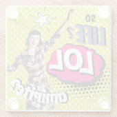 Comic Book Pop Art Retro Lady Funny Glazen Onderzetter (Achterkant)