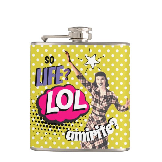 Comic Book Pop Art Retro Lady Funny Heupfles (Voorkant)