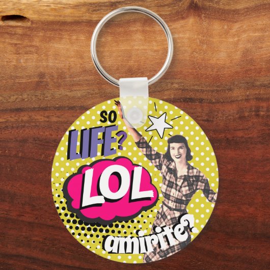 Comic Book Pop Art Retro Lady Funny  Sleutelhanger (Voorkant)