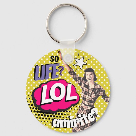 Comic Book Pop Art Retro Lady Funny  Sleutelhanger (Achterkant)