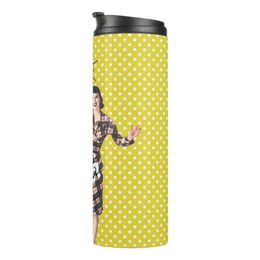 Comic Book Pop Art Retro Lady Funny Thermosbeker (Geroteerd rechts)