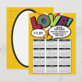 Comic Book Pop Art Save the Date 2020 Agenda Aankondigingskaart (Voorkant / Achterkant)