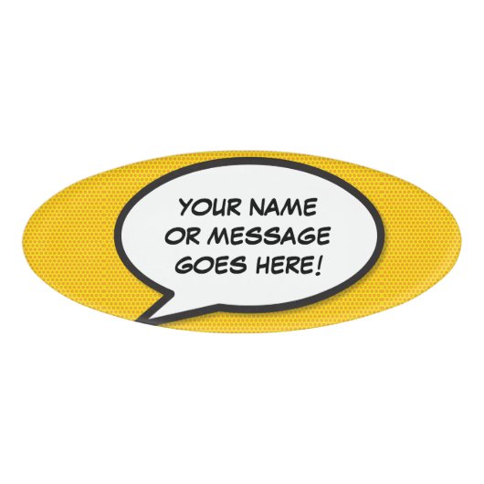 Comic Book Pop Art Speech Bubble Naambadge (Voorkant)