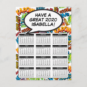 Comic Book Pop Art-spreekwolk Agenda 2020 Briefkaart