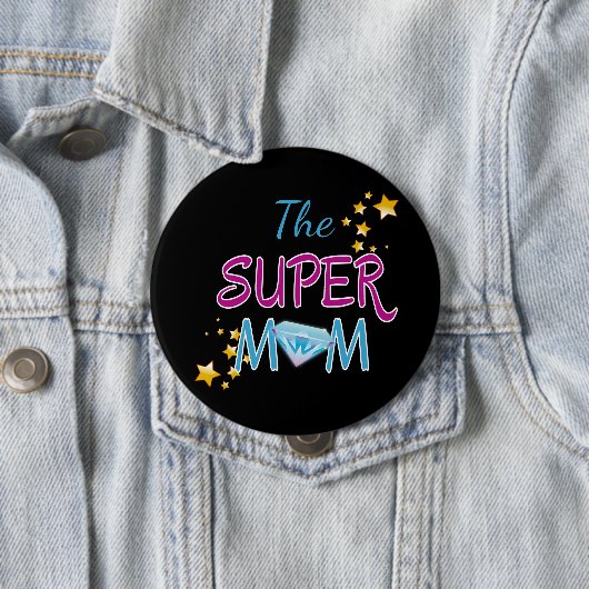 Comic Book Pop Art Superhero Moeder Moederdag Ronde Button 4,0 Cm (In situ)