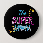 Comic Book Pop Art Superhero Moeder Moederdag Ronde Button 4,0 Cm (Voorkant)
