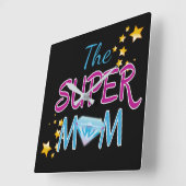 Comic Book Pop Art Superhero Moeder Moederdag Vierkante Klok (Hoek)