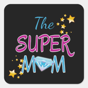 Comic Book Pop Art Superhero Moeder Moederdag Vierkante Sticker