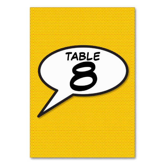 Comic Book Pop Art Table Number Kaart (Voorkant)
