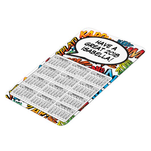Comic Book Pop Art tekstballon 2018-agenda Magneet (Linkerzijde)