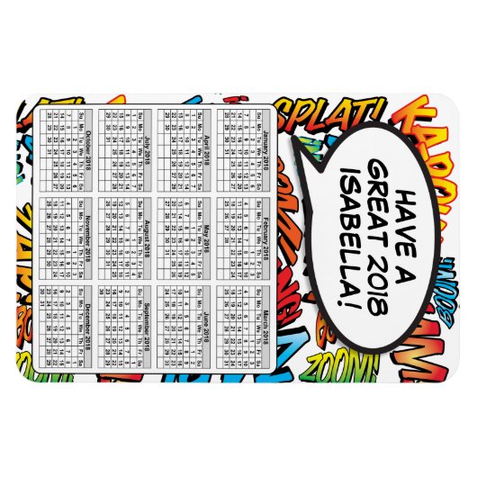 Comic Book Pop Art tekstballon 2018-agenda Magneet (Horizontaal)