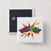 Comic Book Pop Art WHAM! Vierkante Button 5,1 Cm (Voorkant /achterkant)