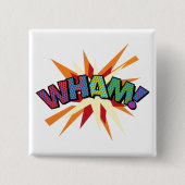 Comic Book Pop Art WHAM! Vierkante Button 5,1 Cm (Voorkant)