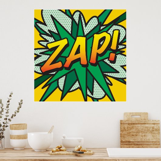 Comic Book Pop Art ZAP Superheld Poster (Keuken)