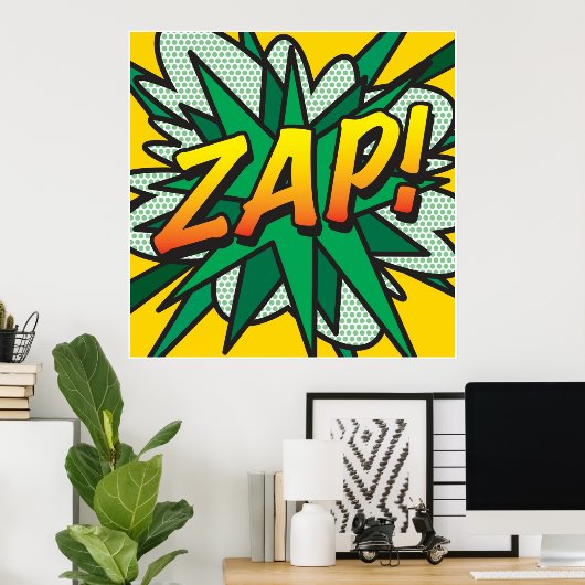 Comic Book Pop Art ZAP Superheld Poster (Thuiskantoor)