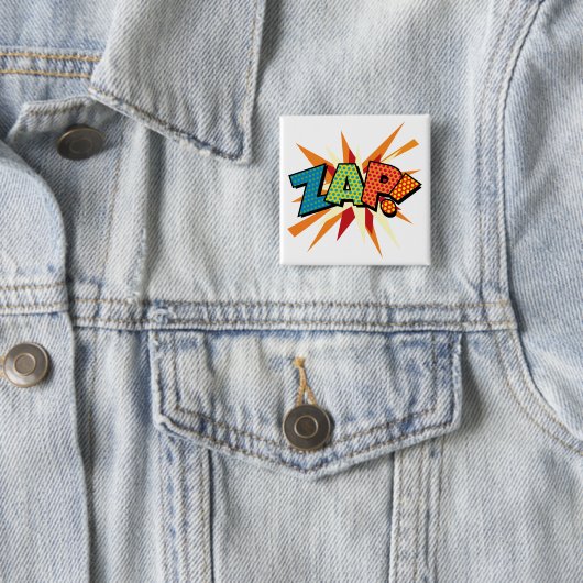 Comic Book Pop Art ZAP! Vierkante Button 5,1 Cm (In situ)
