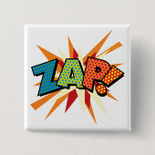 Comic Book Pop Art ZAP! Vierkante Button 5,1 Cm (Voorkant)