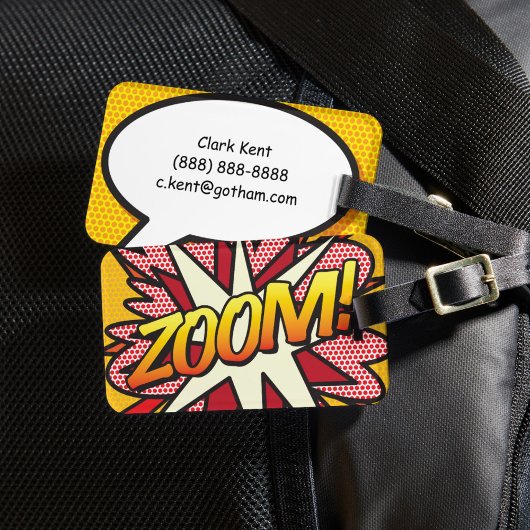 Comic Book Pop Art ZOOM! gepersonaliseerd Bagagelabel