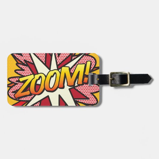 Comic Book Pop Art ZOOM! gepersonaliseerd Bagagelabel (Voorkant horizontaal)