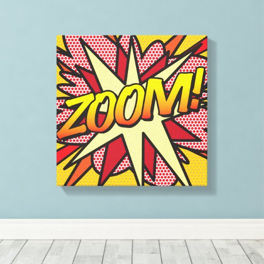 Comic Book Pop Art ZOOM Superheld Canvas Afdruk (Insitu (Houten vloer))