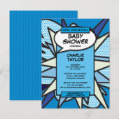 Comic Book Pop Baby shower Sprinkle Foto Uitnodige Aankondigingskaart (Voorkant / Achterkant)