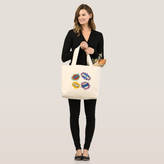 Comic Book Pow. Kosten Grote Tote Bag (Voorkant (model))