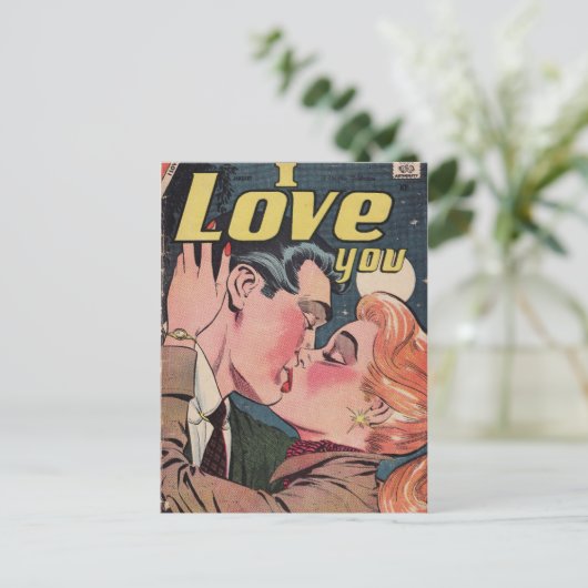 Comic Book Redhead Love Briefkaart (Staand voorkant)
