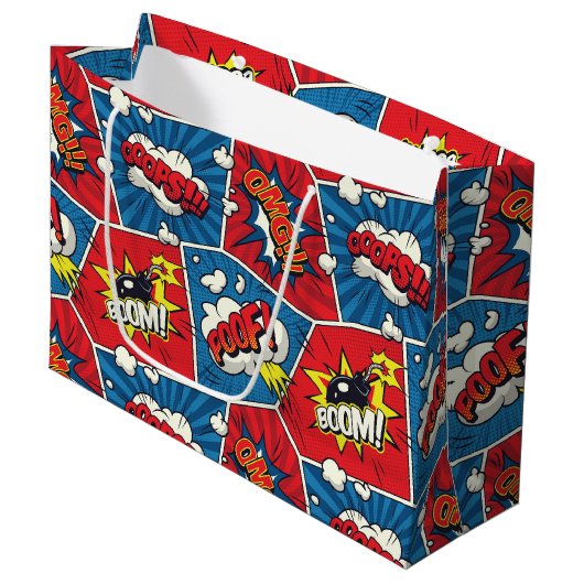 Comic Book Speech Bubble Gift Bag Groot Cadeauzakje (Voorkant Gekanteld)
