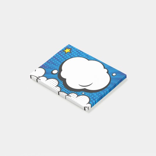 Comic Book Speech Bubble Pop Art Blauw Post-it® Notes (Schuin)