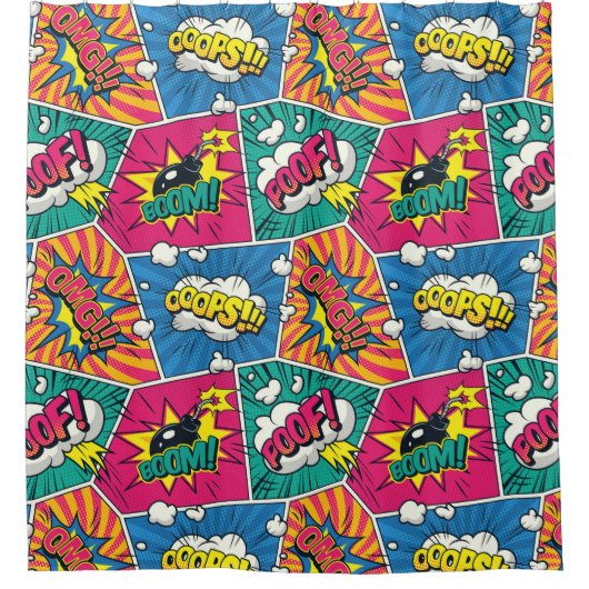 Comic Book Speech Bubble Showgordijn Douchegordijn (Voorkant)