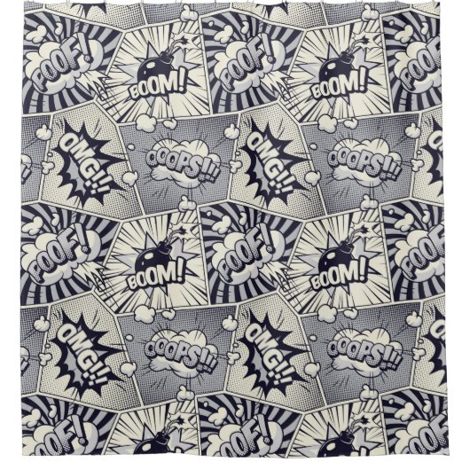 Comic Book Speech Bubble Showgordijn Douchegordijn (Voorkant)