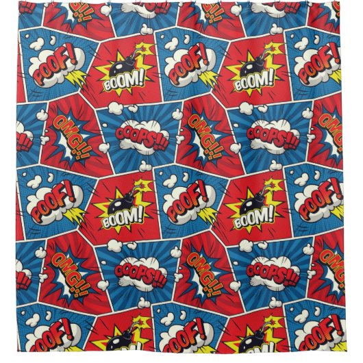 Comic Book Speech Bubble Showgordijn Douchegordijn (Voorkant)