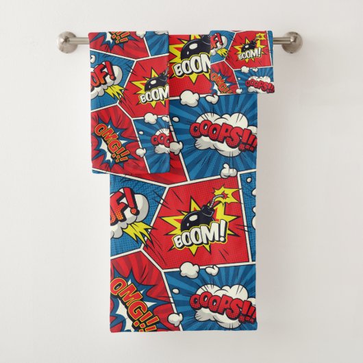 Comic Book Speech Bubble Towel Set Bad Handdoek (Insitu)