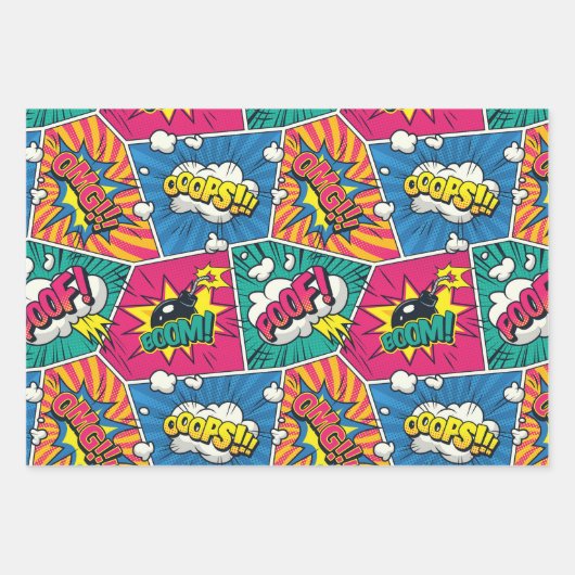 Comic Book Speech Bubble Wrapping Paper Set (Voorkant 3)