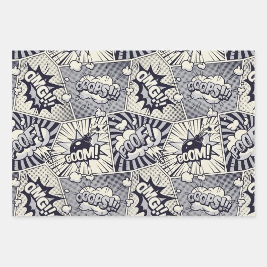 Comic Book Speech Bubble Wrapping Paper Set (Voorkant 2)