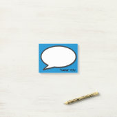 Comic Book Spraakballon Blauw Dank Je Post-it® Notes (Op bureau)