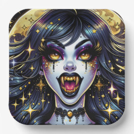 Comic Book Stijl Vampier Halloween Feest Papieren Bordje