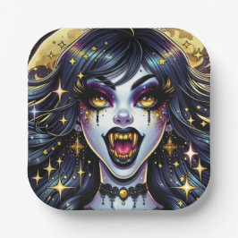 Comic Book Stijl Vampier Halloween Feest Papieren Bordje