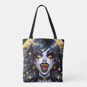 Comic Book Stijl Vampier Halloween Feest  Tote Bag (Achterkant)