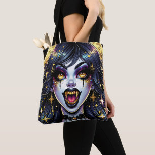Comic Book Stijl Vampier Halloween Feest Tote Bag